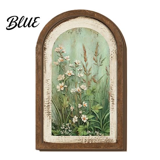 Clear Detailed Wood Wooden Floral Vintage Wall Framed Frame Painting Art Curved Arched Non-fading UV Print Art Rustic French