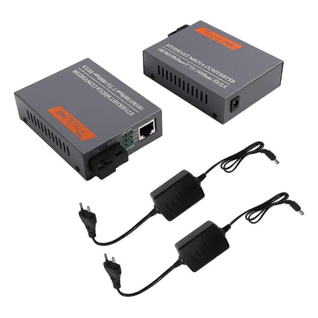 Gigabit Fiber Media Converter GS-03AB 1000Mbps Single Mode Single Fiber External Power Supply EU Plug Network Signal Transceiver