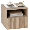 Nightstand, Handle-Free Design, Open Compartment, Drawer, Wall Mounted, Light Brown