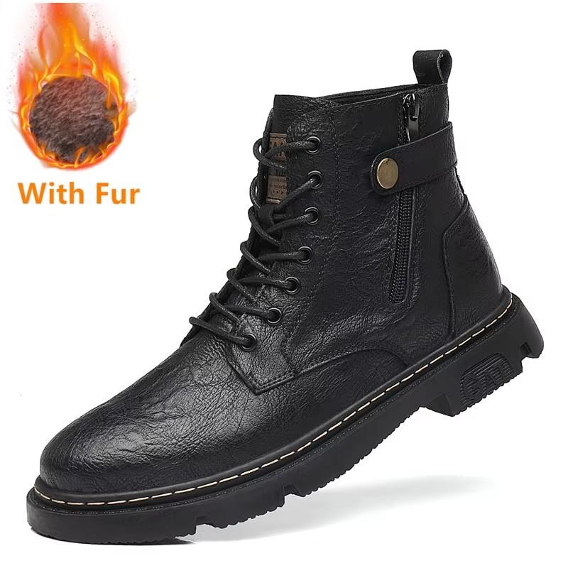 Fashion Winter New Chelsea Men's Boots Suede Ankle Boot British Style Leather Boots Men Fashion Men Shoe Lace-Up New High Top Sneakers