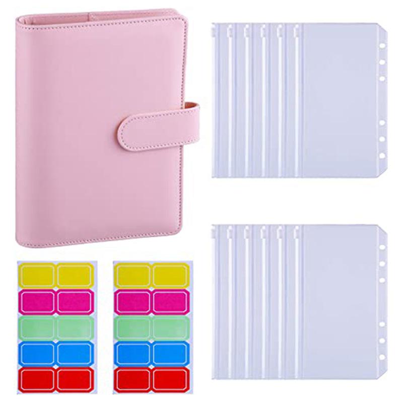 Macaron A6 PU Leather Binder with Zipper Bag - Cash Budget Planner Notebook