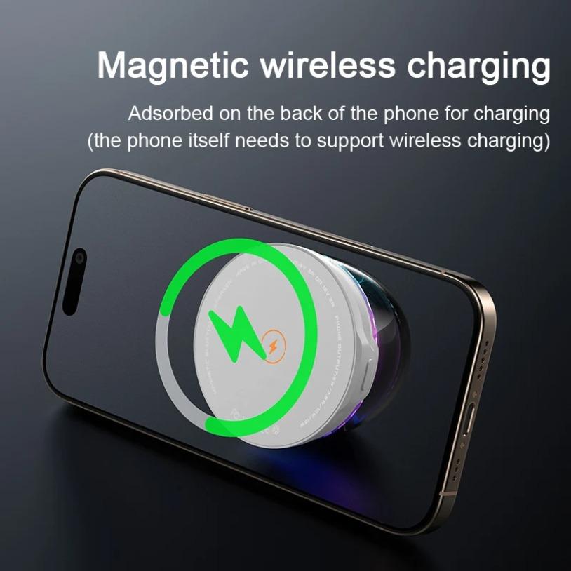 Portable Wireless Charger with Bass Surround Sound Speaker with RGB Light Band for 17-12 Samsung S24 S23