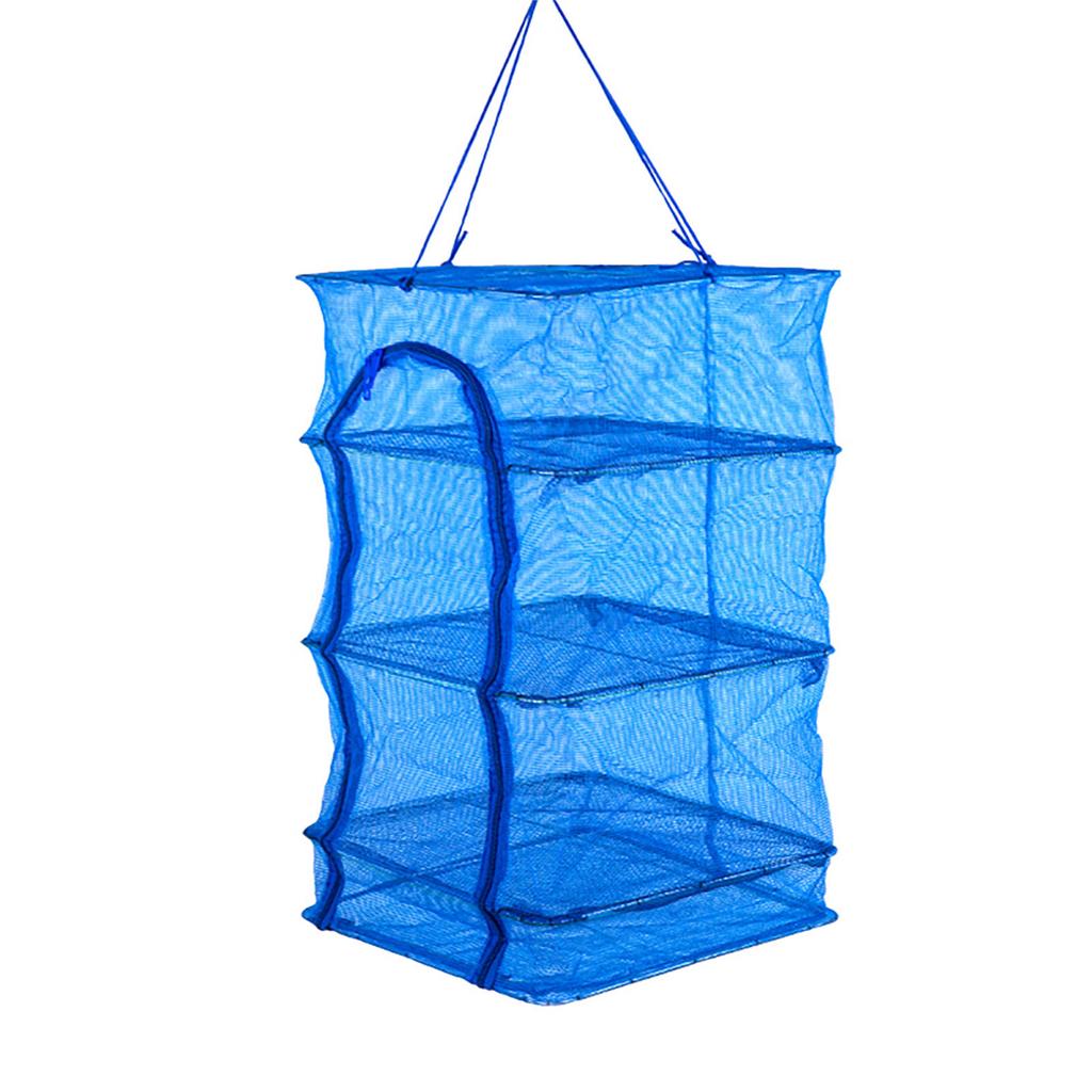 Hanging Foldable Fish Drying Mesh 3 Layers Vegetable Fish Drying Rack Zipper Storage Bag With Lanyard