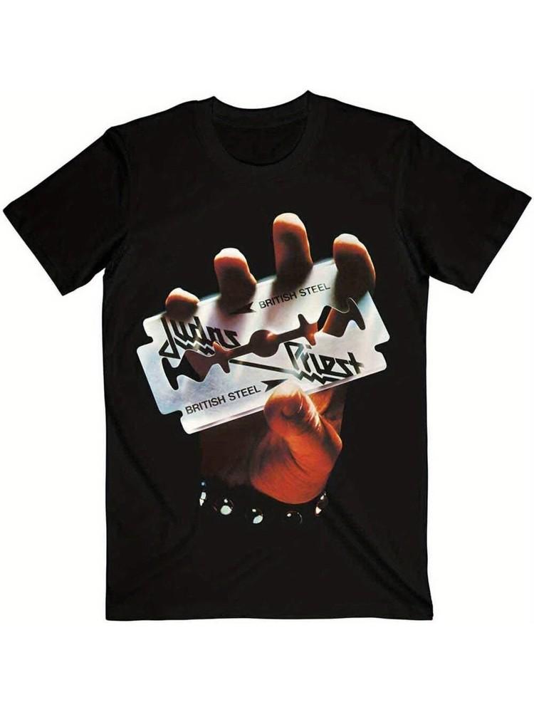 

Judas Priest British Steel T Shirt - Black, New, Soft Cotton for Rock Music Fans L