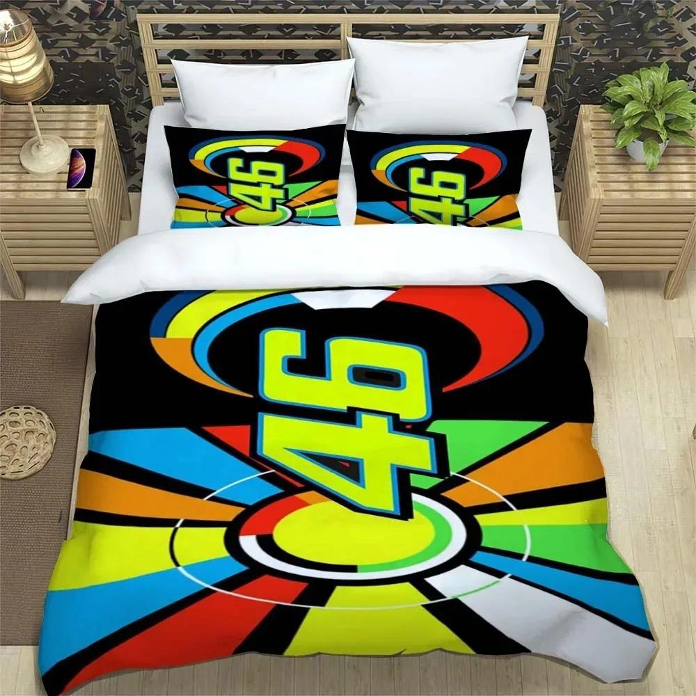 3D-gedrucktes Motorrad-Flotten-VR-46 Bettbezug Kissenbezug Bettwäsche-Set Einzelbett Doppelbett King für Kinder Erwachsene Schlafzimmer
