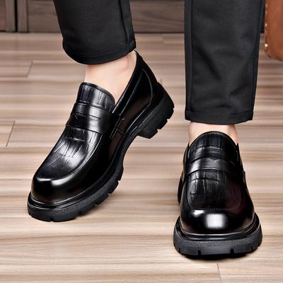 Fashion Hot Selling Business Thick Soled Men's Shoes Fashionable Minimalist British Style  Classic Black  Party Office Wedding Loafers