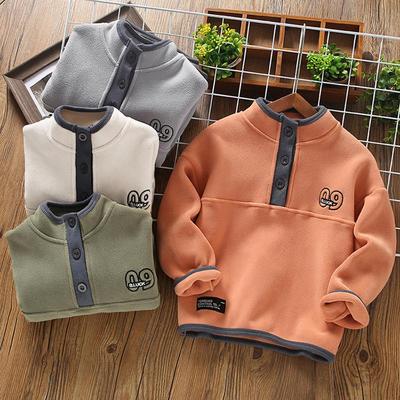 3-12 Yaş Genç Erkek Sweatshirt Sonbahar Kış Sıcak Polar Üst Çocuk Eşofman Takımı Moda Uzun Kollu Kazak Kazak Çocuk Giyim