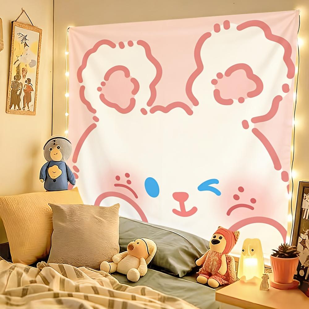 Cartoon Bear Wall Hanging Healing Style Girl's Living Room Atmosphere Adorable Room Decoration Tapestry