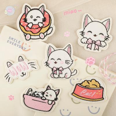 Original Embroidery Clothing Accessories Cartoon Plush Cat Embroidery Sticker DIY Hand Account Self-adhesive Patch Cloth Sticker