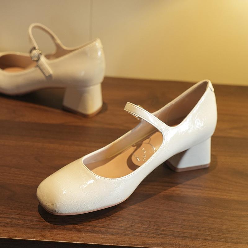 

Мягкая поверхность растительного дубления~ Оригинальный дизайн удобные туфли Мэри Джейн женские толстый каблук круглый носок ремешок на одну пряжку одинарные туфли весна и осень 39