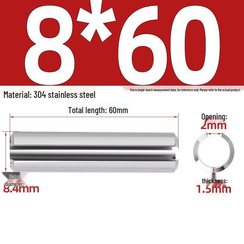 304 Stainless Steel Slotted Spring Pin, Cylindrical Shaft Pin, Locating and Hollow Pin (M5-M12)