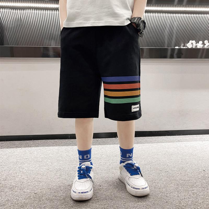 Summer Pants Boys' Shorts Breathable Sweat Absorbing Pentagram Pants Loose Cool Handsome Outerwear Sports Pants Middle Pants