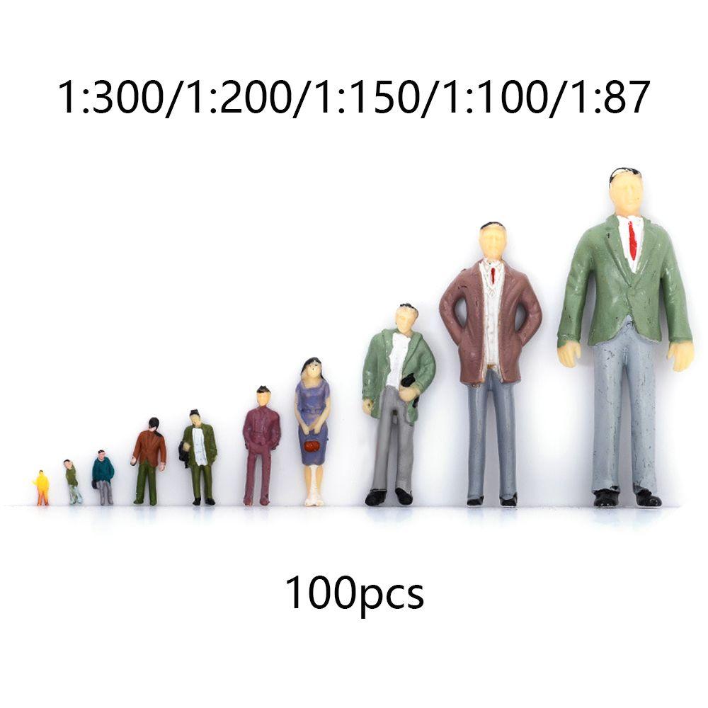 100Pcs ABS 1:300/1:200/1:150/1:100 Scale Mold Train Scenery Model Building People Figures DIY Character