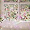 Rainbow Window Film Stain Glass Style Floral Static Clings Non-Adhesive Reusable Window Decals for Living Room Bedroom Kitchen Bathroom