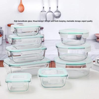 Heat-Resistant Transparent Glass Lunch Box Bento Container with Sealed Lid