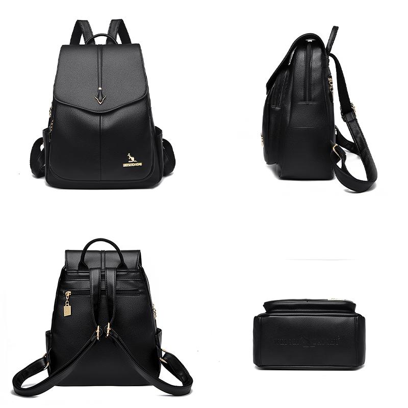 Luxury Women Leather Backpack for Designer Backpacks Vintage Solid Color School Bags Ladies Shoulder Bag Fashi Travel Bags Sac
