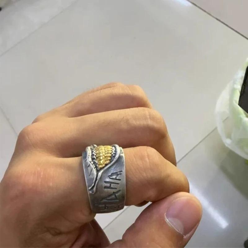Vintage Lustiges Handgeschnitztes Clown-Lächeln Offener Ring Für Damen Herren Hip-Hop Vintage Künstlerisch Nische High-End Schmuck Geschenke