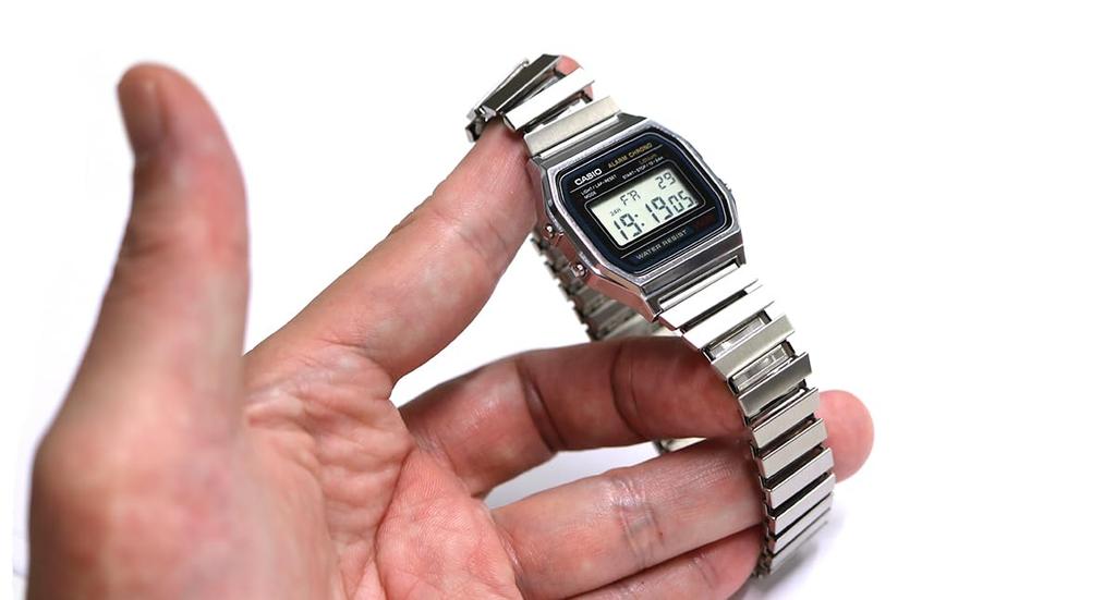 Cheap Casio A158 A159 A168 Etc Compatible Stainless Steel Expansion Belt Band Bellows Type Elastic Belt Ca-s5 (18mm (M Size), Silver)