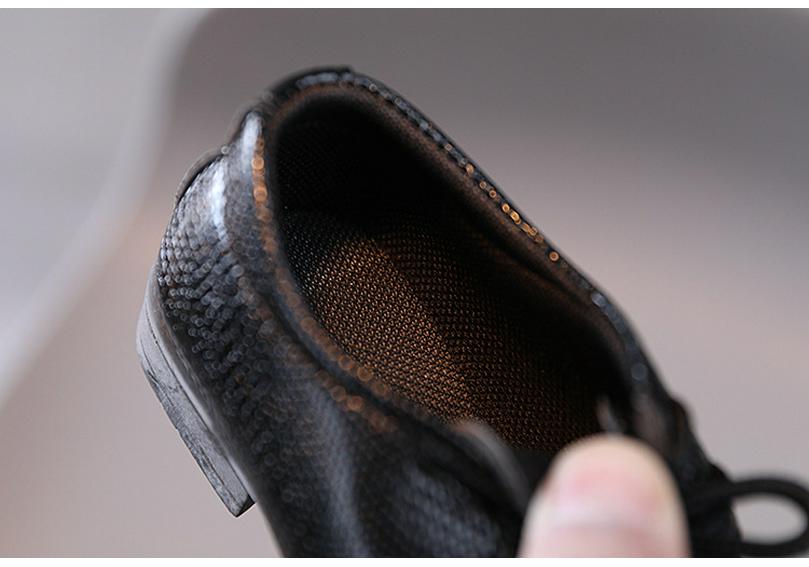 Boys' British Style Leather Lace-up Shoes - Spring/Autumn 2023, Black Performance for Students