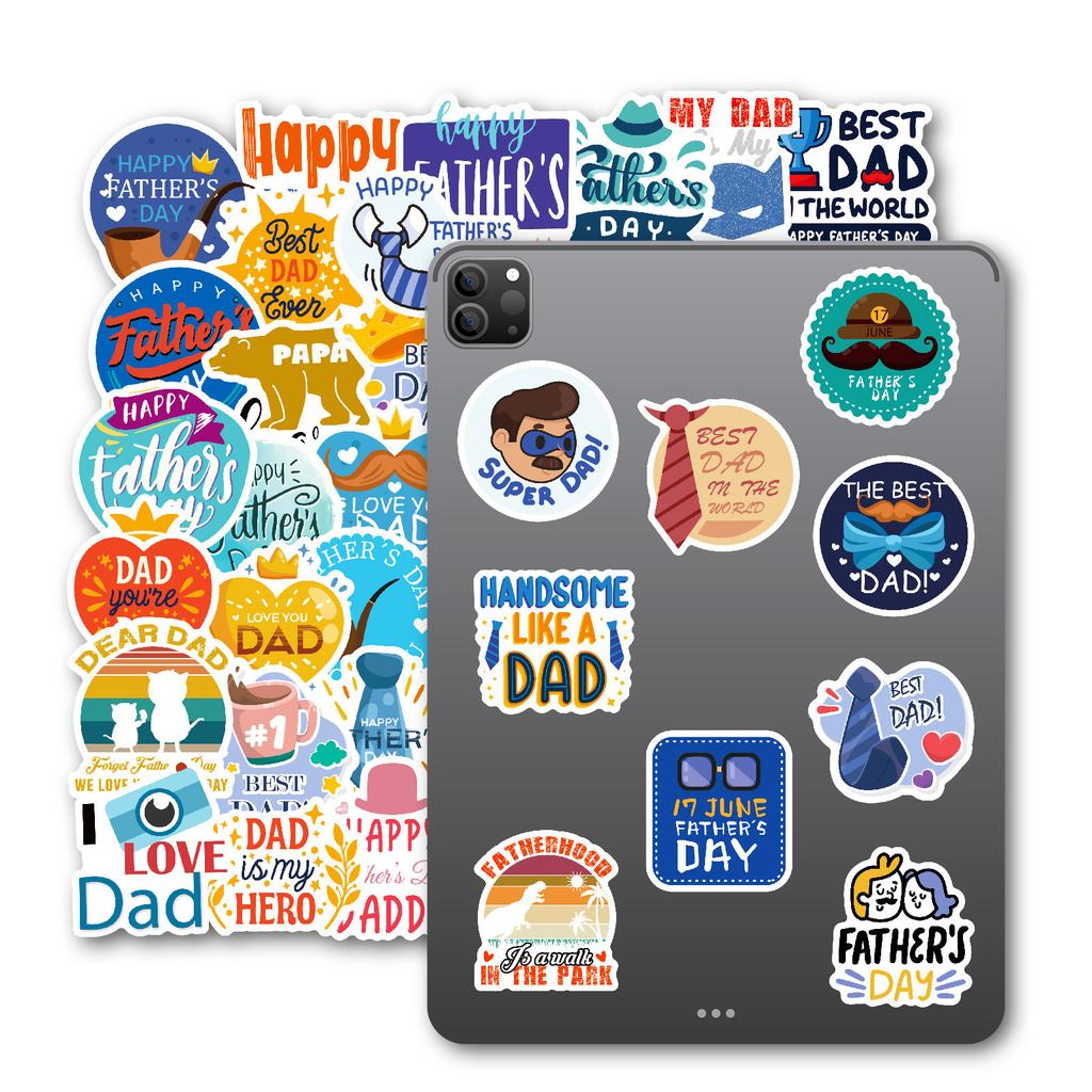 50 PCS Father's Day Stickers - Creative Text Decals for Cards, Gifts, Travel DIY