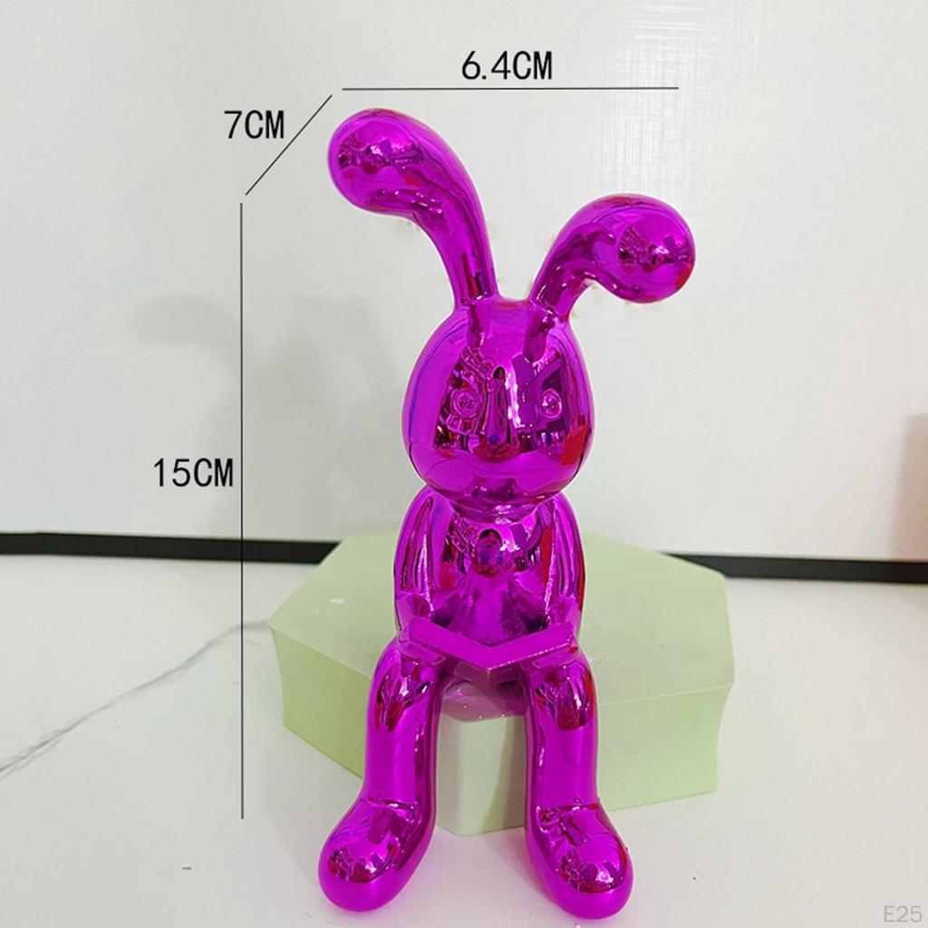 Statue Bookshelf Sculpture Artwork Animal Figures Resin Bunny Figurine Ornament for Home Shelf Desk