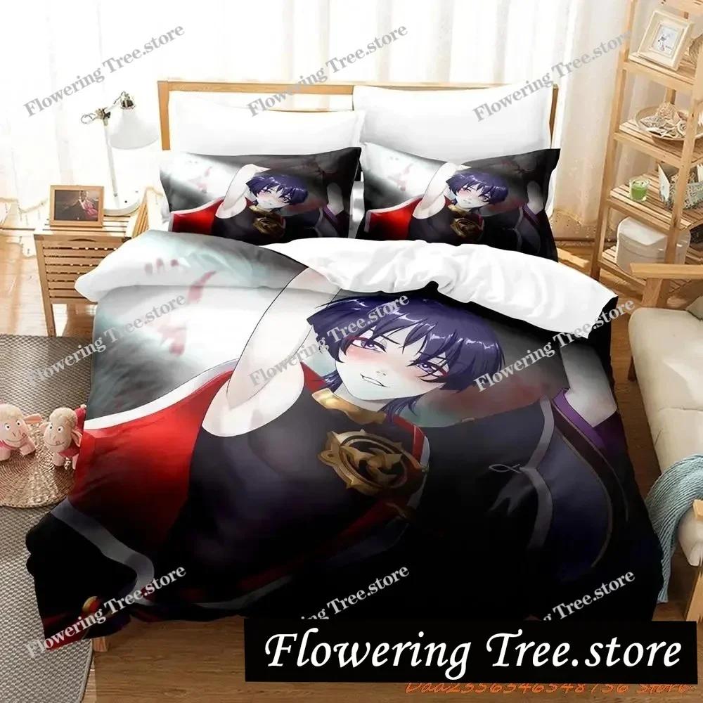 Game Genshin Impact Scaramouche Bedding Set Cartoon Anime Set Adult Kid Bedroom Duvetcover Sets 3D Kawaii