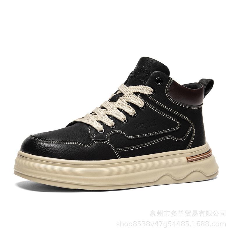 New shoes microfiber leather surface British casual retro comfortable mid-top thick-soled cushioning skateboard shoes