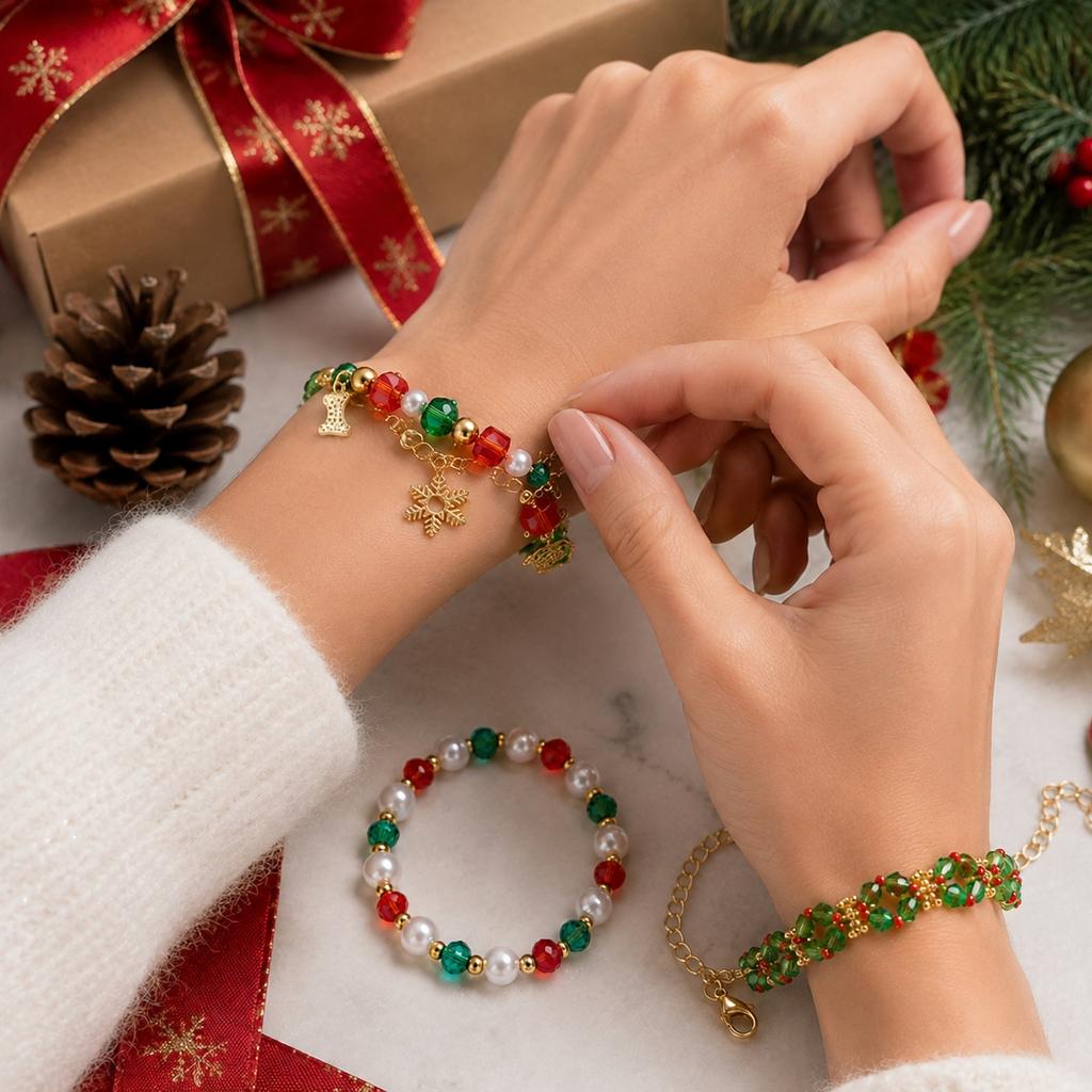 Christmas Bracelet Set for Women Festive Holiday Jewelry Gift