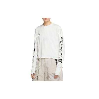 ACG Series Round Neck Letter Long Sleeve T-Shirt Women Tops White CK6883-100