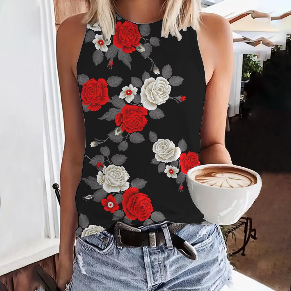 3D Printed Vest Women's Casual Round Neck Vest