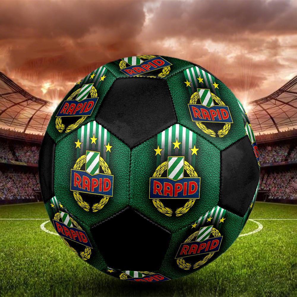 Rapid Wien Soccer Ball, Colorful, Suitable for All Ages, Machine-stitched, PVC Material, Competition Grade, Durable and High Bounce