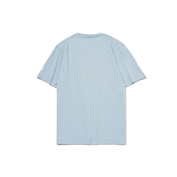 Li Ning Sports Fashion Series Chinese Print Solid Color Short Sleeve T-Shirt Men Tops Mist-Blue AHSS515-2