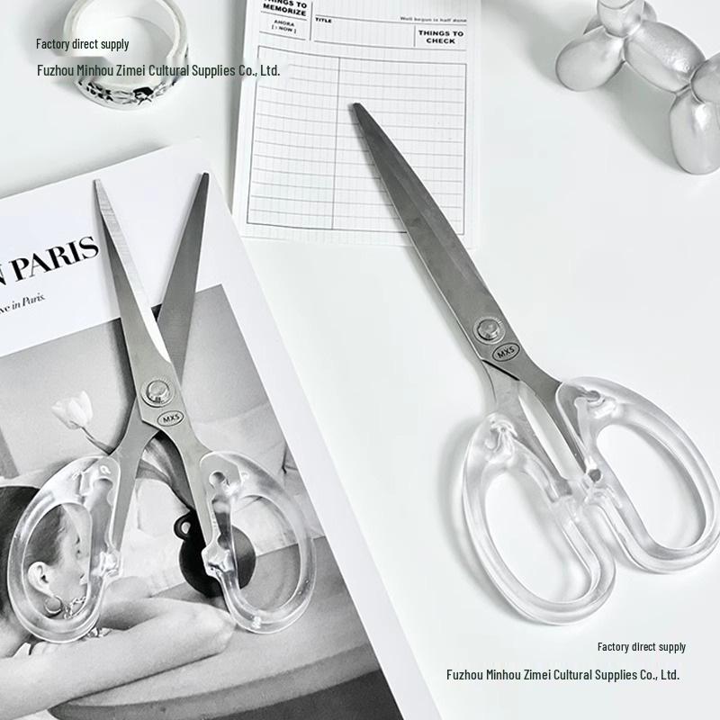 Transparent Minimalist Stainless Steel DIY Scissors for Students and Art Projects