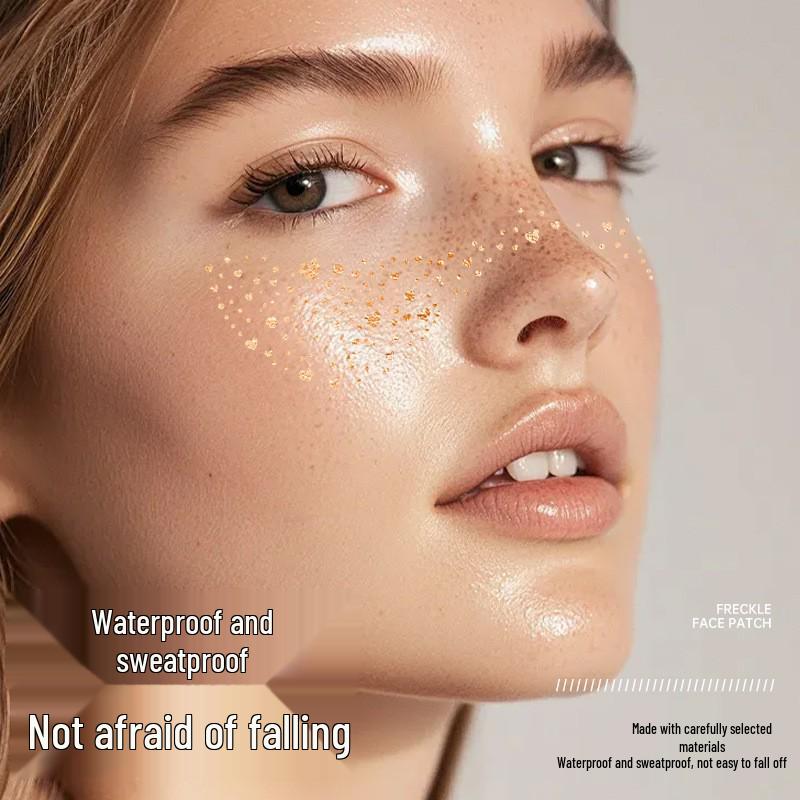 Rose Gold Waterproof Freckle Tattoo Stickers - Stylish and Sweatproof for a Beautiful Look