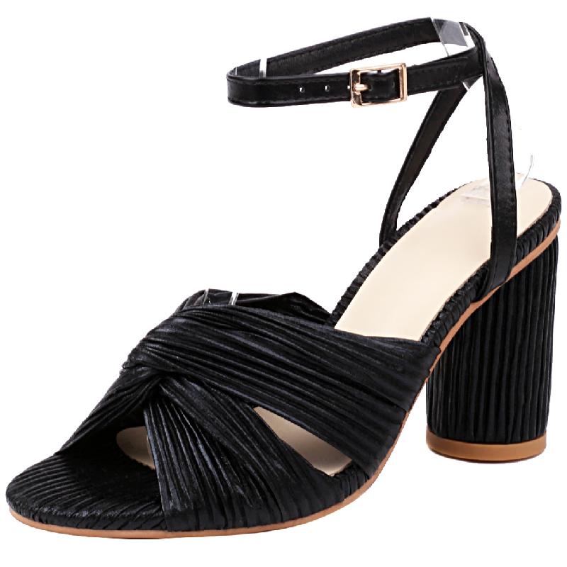 Straps Women's Sandals Summer Shoes 2024 Luxury Peep Toe Flip Flops Round High Heels Gold Pink Party Dance Wedding Shoes Ladies