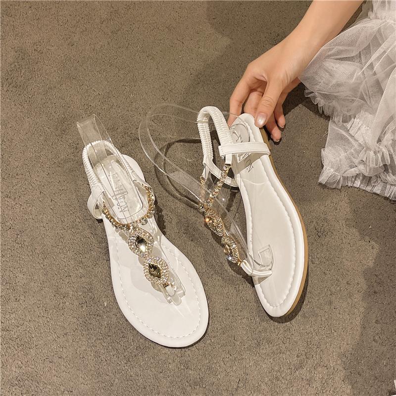 Fashion Beach shoes, rhinelette sandals, a new trendy style for women in 2025, featuring toe clippers and Bohemian skirts