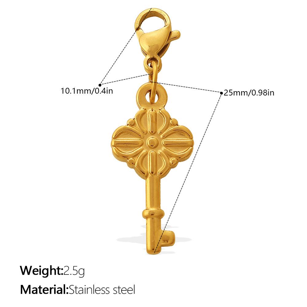 Retro Wind Diamond Lock Key Series Lobster Buckle Pendant Stainless Steel Gold-Plated Versatile Diy Accessories