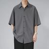 Men's Ice Silk Short Sleeve Shirt Casual Loose Fit Korean Style Shirt for Summer Thin Sleeve Casual Shirt