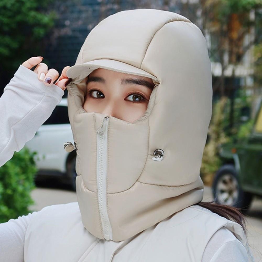Solid Color Ear Protect Cap Thickened Pullover Cap Winter Cycling Warm Hat  Outdoor