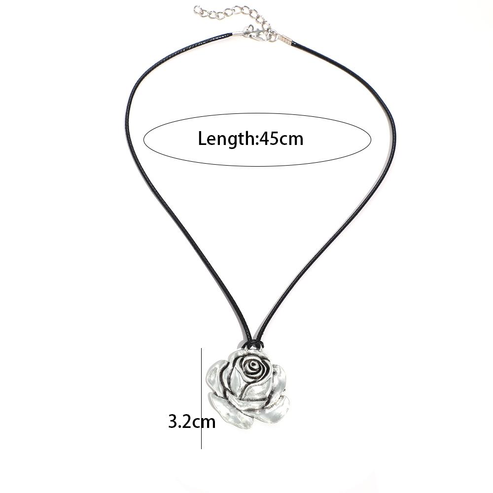Mode Rose Blume Tibetische Farbe Anhänger Halskette Choker Charm Schwarze Lederschnur Fabrikpreis Handgefertigt Geschenk