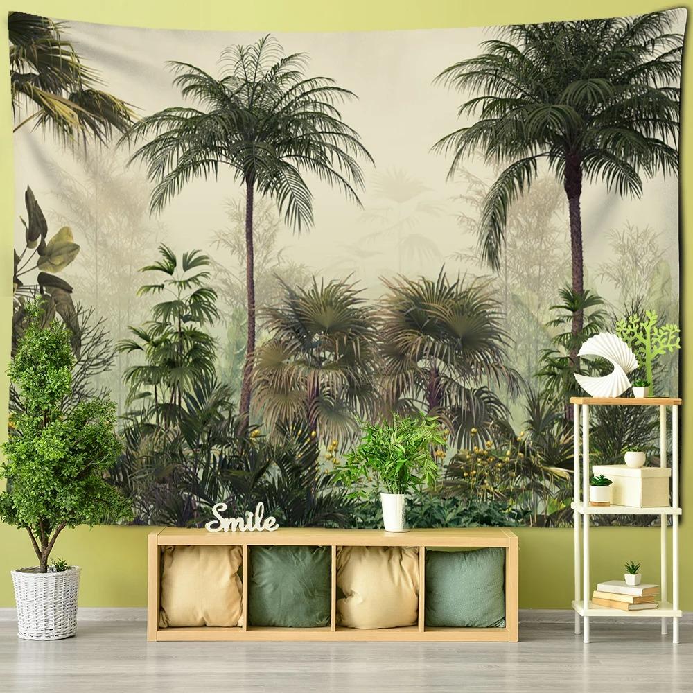Tropical Plant Garden Wall Hanging Bedroom Wallpaper Living Room Decoration Cloth Hanging Cloth Wall Hanging