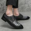Luxury Brand Crocodile Pattern Leather Shoes Lace-up Loafers Business Moccasin Thick Bottom Pointed Toe Designer Men's Shoes