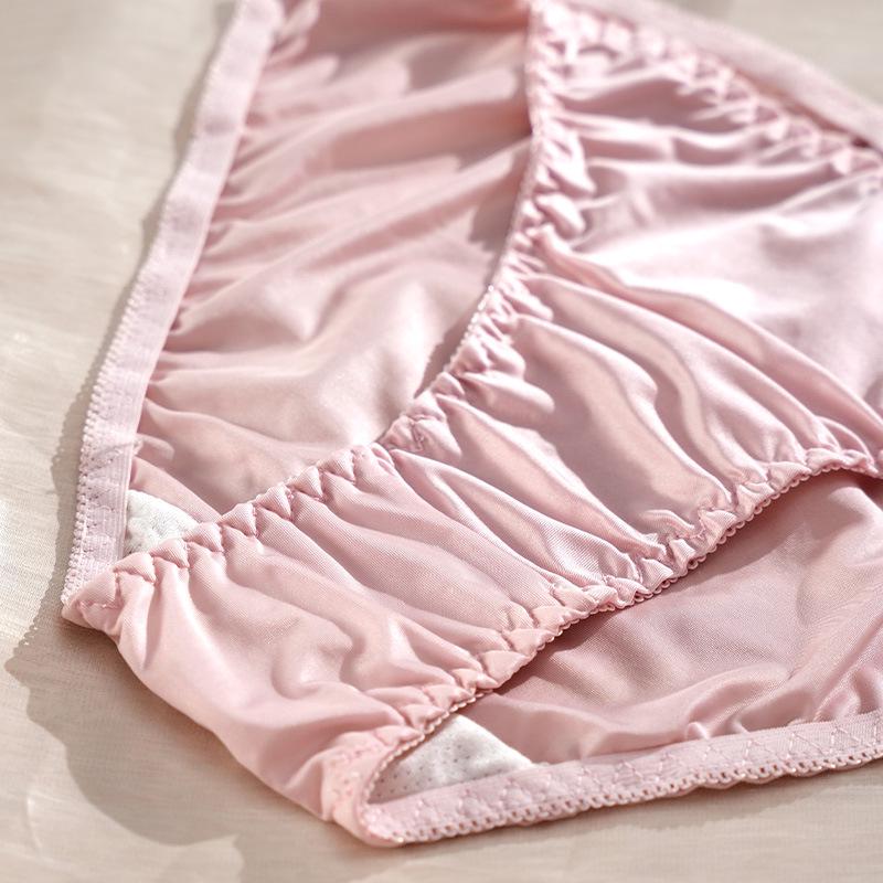 Women's Ice Silk Mid-Waist Bowknot Briefs with Cotton Crotch - Lightweight and Comfortable
