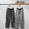Women's Korean Style High Waist Fleece Lined Striped Sweatpants, Plus Size, Cuffed, Winter Casual.