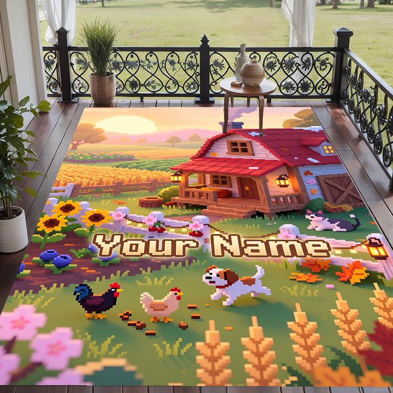 Custom Text Stardew Valley Pattern Floor Rug Soft Indoor Carpet Mat Living Room Bedroom