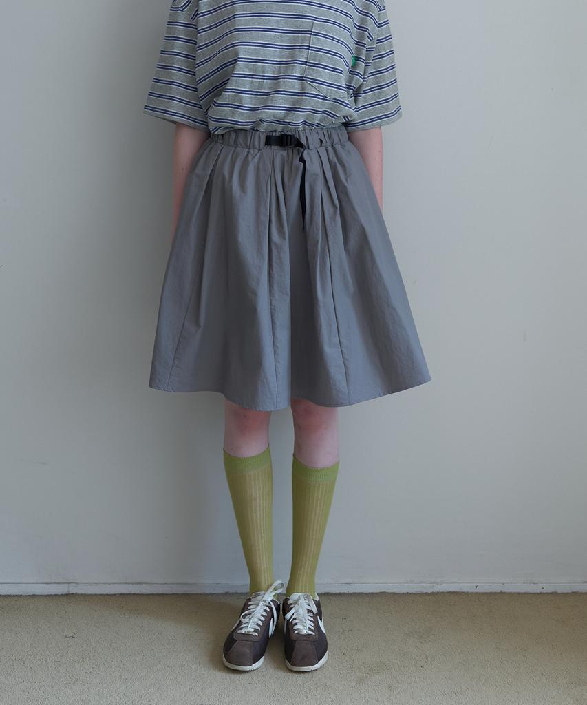 Nokeontencheu 75. Belted Midi Skirt _ Gray