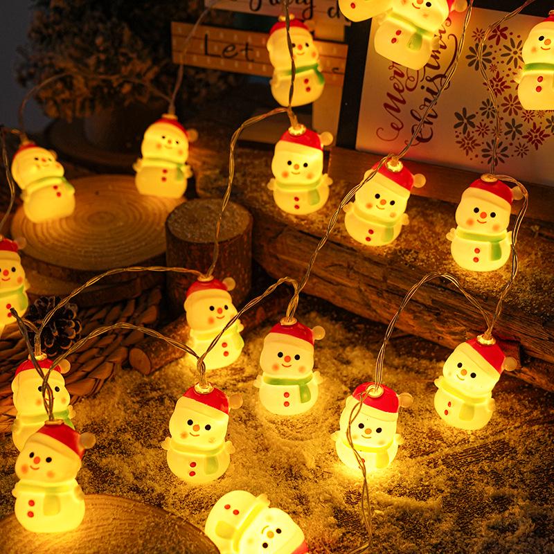 Christmas LED Santa & Snowman Head String Lights - Festive Glitter Decoration