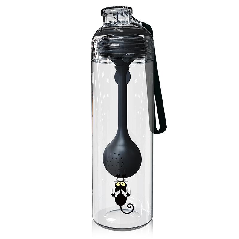 Student Tea Water Separation Water Cup with Spoon Gift Sports Bottle Plastic Water Cup