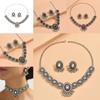 Vintage Geometric Silver Necklace Earring Set For Women With Glittering Crystals Spring