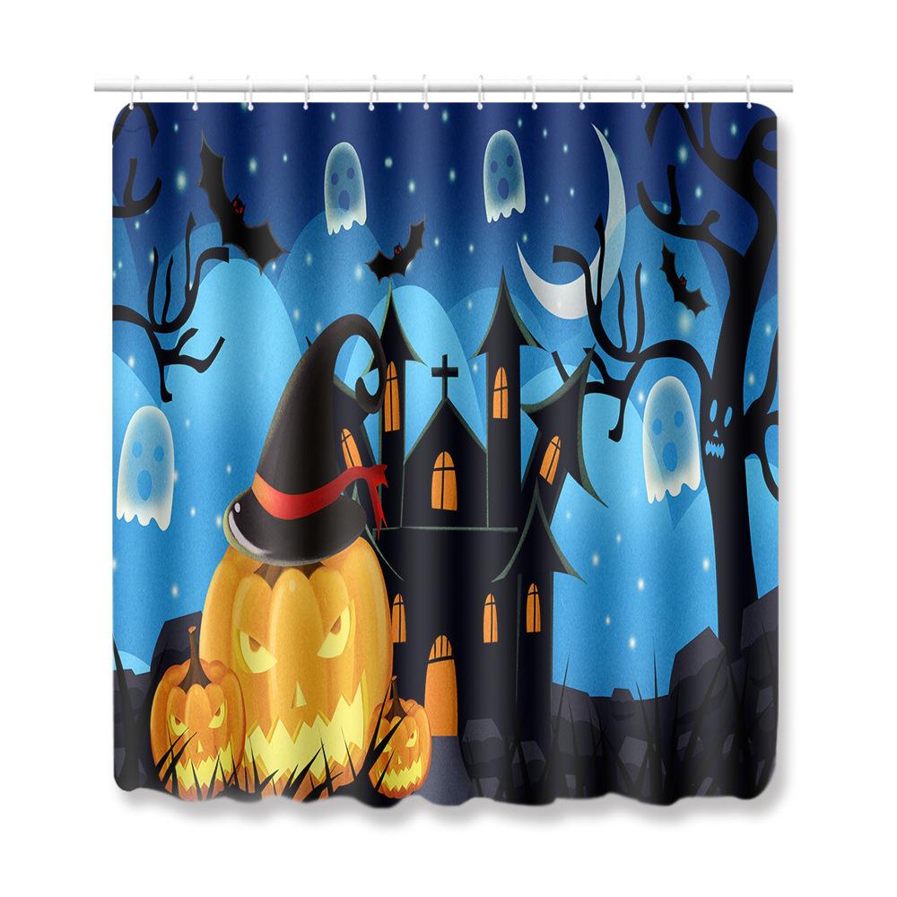 Halloween Bathroom Four-Piece Combination Set Bedroom Non-Slip Carpet Floor Mat Door Mat